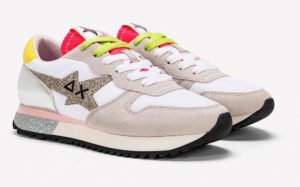 SUN68-Scarpe STARGIRL GLITTER LOGO BIANCO