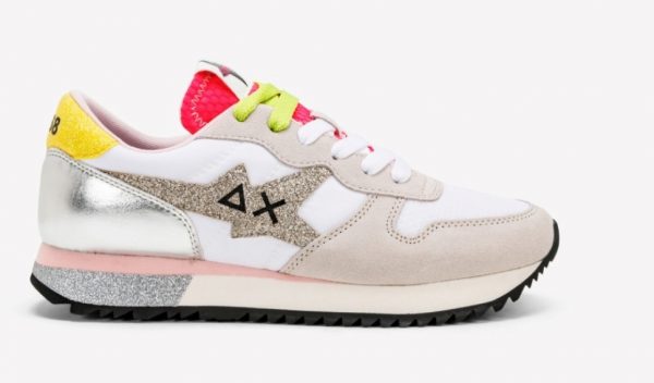 SUN68-Scarpe STARGIRL GLITTER LOGO BIANCO