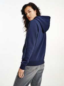 TOMMY HILFIGER-FELPA CON CAPPUCCIO E LOGO TOMMY JEANS Blu DONNA