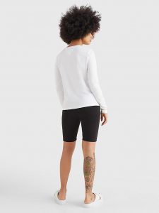 TOMMY HILFIGER-T-SHIRT ESSENTIAL A MANICHE LUNGHE CON LOGO Bianca