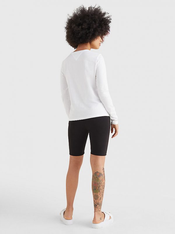 TOMMY HILFIGER-T-SHIRT ESSENTIAL A MANICHE LUNGHE CON LOGO Bianca