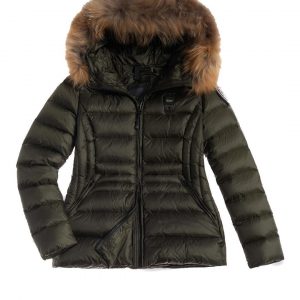 BLAUER-PIUMINO DONNA CON PELLICCIOTTO VERDE SCURO