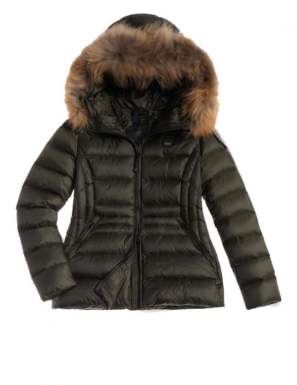 BLAUER-PIUMINO DONNA CON PELLICCIOTTO VERDE SCURO