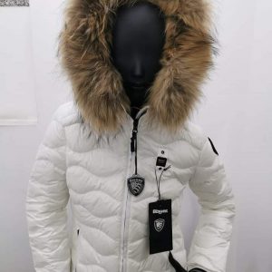 BLAUER-PIUMINO A ONDE CON CAPPUCCIO E PELLICCIA BIANCO DONNA