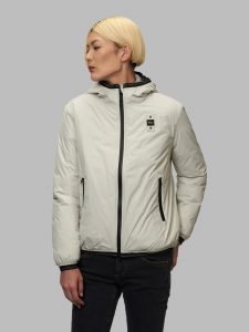 BLAUER-PIUMINO DONNA LISCIO INTERNO IN PELLICCIA ECO AMBER-Calce