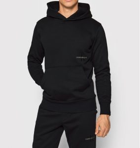CALVIN KLEIN – Felpa Uomo con Cappuccio e Tasca Anteriore a Canguro Nero