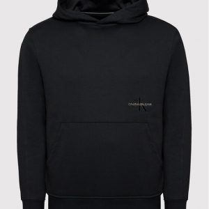 CALVIN KLEIN – Felpa Uomo con Cappuccio e Tasca Anteriore a Canguro Nero