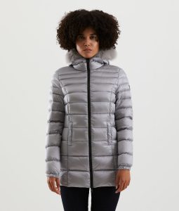 REFRIGIWEAR-PIUMINO Donna LONG MEAD FUR JACKET ARGENTO