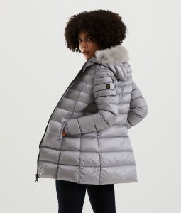 REFRIGIWEAR-PIUMINO Donna LONG MEAD FUR JACKET ARGENTO