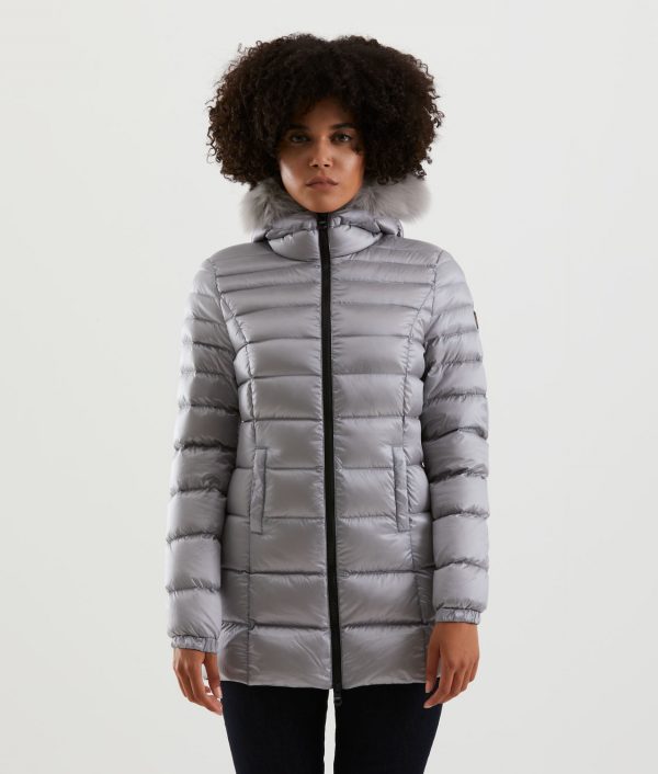 REFRIGIWEAR-PIUMINO Donna LONG MEAD FUR JACKET ARGENTO