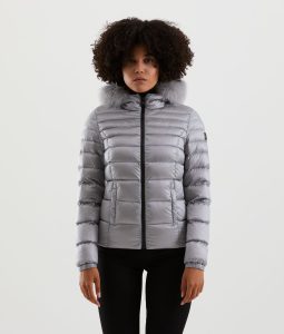 REFRIGIWEAR-PIUMINO CORTO Donna CON PELLICCIOTTO ARGENTO
