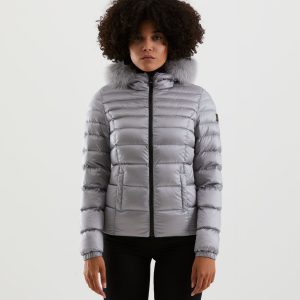 REFRIGIWEAR-PIUMINO CORTO Donna CON PELLICCIOTTO ARGENTO