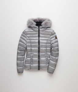 REFRIGIWEAR-PIUMINO CORTO Donna CON PELLICCIOTTO ARGENTO