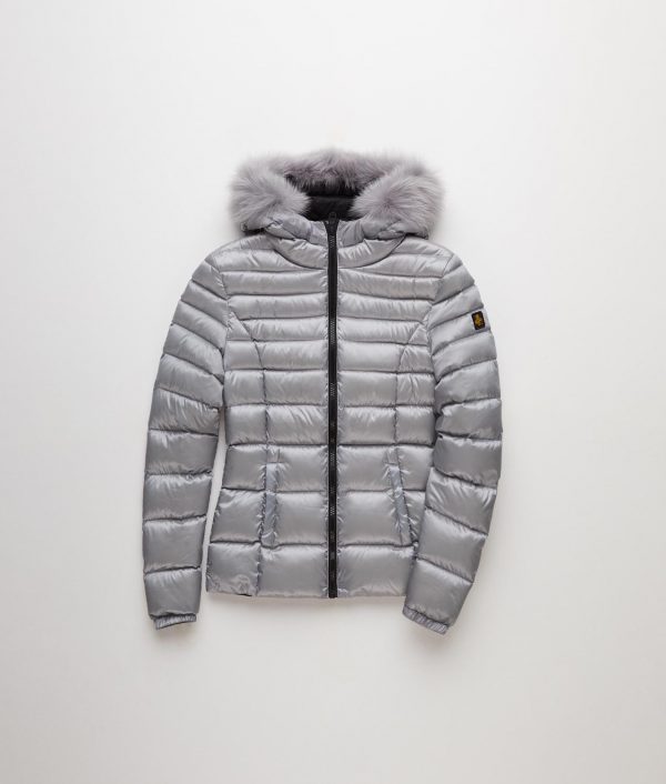 REFRIGIWEAR-PIUMINO CORTO Donna CON PELLICCIOTTO ARGENTO