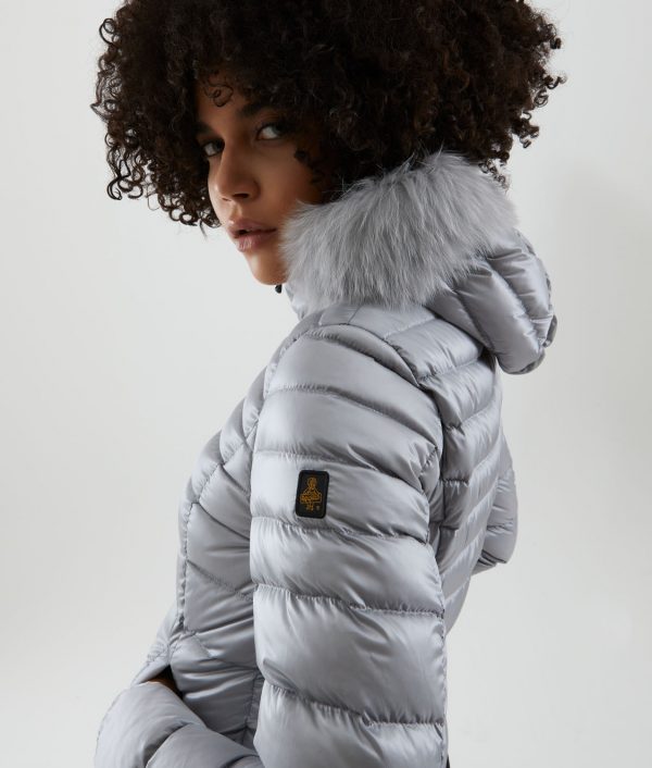 REFRIGIWEAR-PIUMINO CORTO Donna CON PELLICCIOTTO ARGENTO
