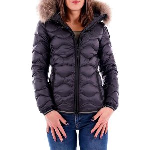 BLAUER-PIUMINO A ONDE CON CAPPUCCIO E PELLICCIA REMOVIBILE DA Donna
