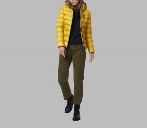 BLAUER-PIUMINO DONNA CORTO CON CAPPUCCIO MOD. HAZEL GIALLO