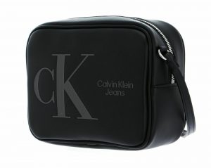 CALVIN KLEIN – Borsa Unisex a Tracolla con Logo Scolpito Nero