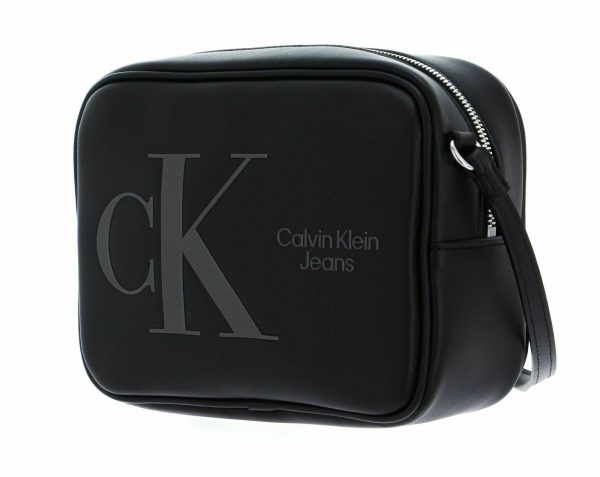 CALVIN KLEIN – Borsa Unisex a Tracolla con Logo Scolpito Nero