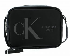 CALVIN KLEIN – Borsa Unisex a Tracolla con Logo Scolpito Nero