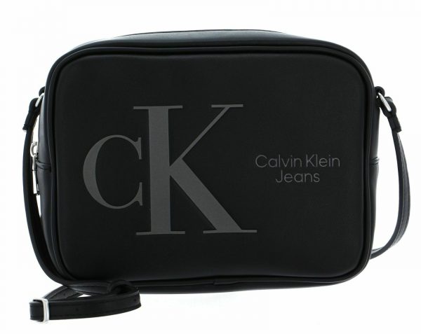 CALVIN KLEIN – Borsa Unisex a Tracolla con Logo Scolpito Nero