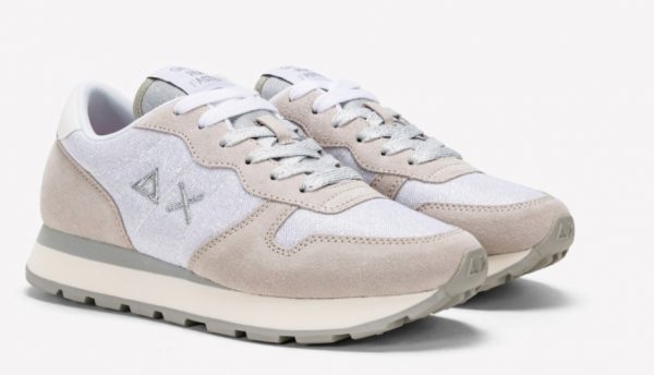 SUN68- Scarpe ALLY GLITTER MESH BIANCO
