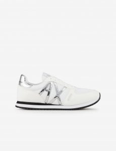 ARMANI EXCHANGE-Sneakers con dettagli in micro-suede, mesh Donna Bianche