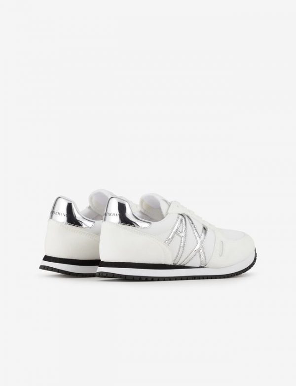 ARMANI EXCHANGE-Sneakers con dettagli in micro-suede, mesh Donna Bianche