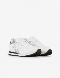 ARMANI EXCHANGE-Sneakers con dettagli in micro-suede, mesh Donna Bianche