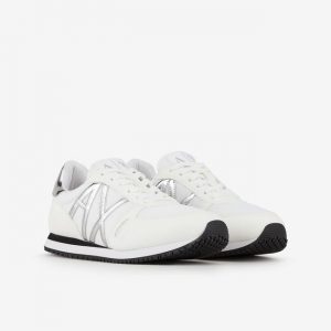 ARMANI EXCHANGE-Sneakers con dettagli in micro-suede, mesh Donna Bianche