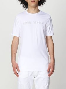 ARMANI EXCHANGE-T-SHIRT A GIROCOLLO CON LOGO BIANCA