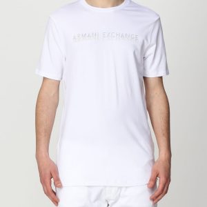 ARMANI EXCHANGE-T-SHIRT A GIROCOLLO CON LOGO BIANCA