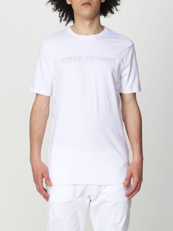 ARMANI EXCHANGE-T-SHIRT A GIROCOLLO CON LOGO BIANCA