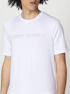ARMANI EXCHANGE-T-SHIRT A GIROCOLLO CON LOGO BIANCA