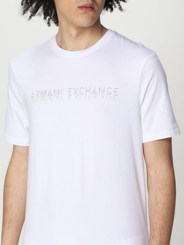 ARMANI EXCHANGE-T-SHIRT A GIROCOLLO CON LOGO BIANCA