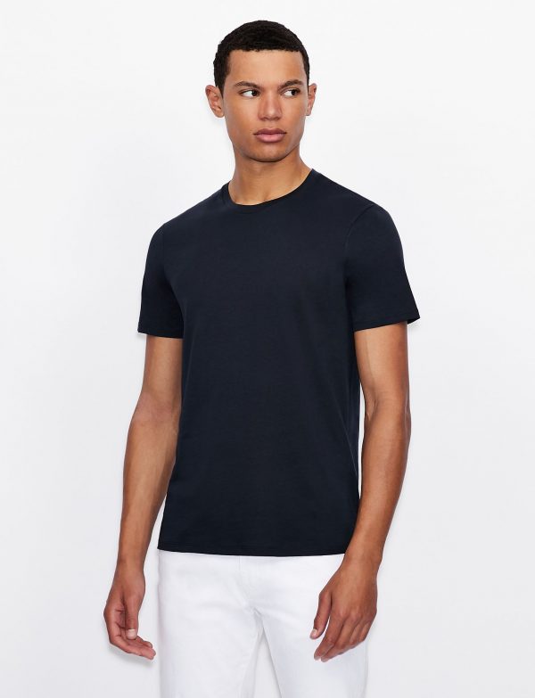 ARMANI EXCHANGE-T-shirt girocollo slim fit in cotone Pima BLUE SCURO