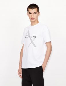 ARMANI EXCHANGE-T-shirt regular fit in cotone con logo BIANCA