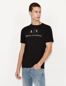 ARMANI EXCHANGE- T-Shirt Uomo Slim Fit in Cotone Nero