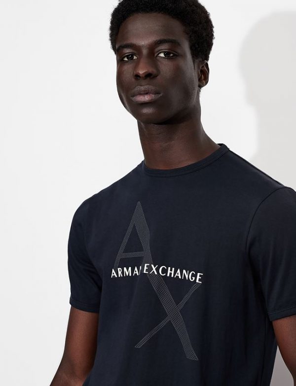 ARMANI EXCHANGE-T-shirt regular fit in cotone con logo Blue Navy