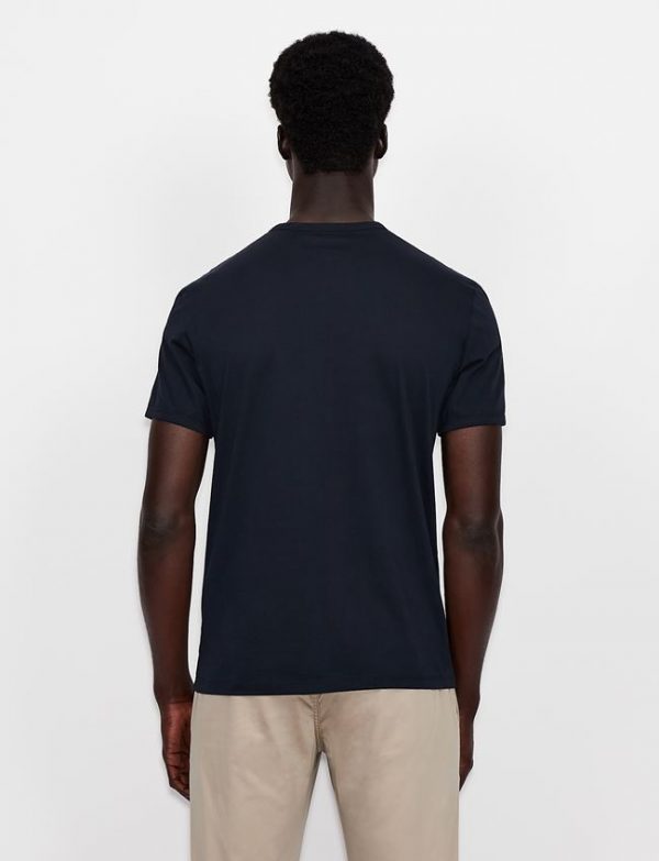 ARMANI EXCHANGE-T-shirt regular fit in cotone con logo Blue Navy