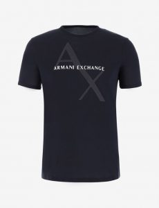 ARMANI EXCHANGE-T-shirt regular fit in cotone con logo Blue Navy