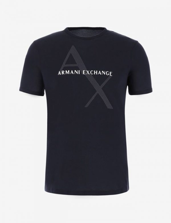 ARMANI EXCHANGE-T-shirt regular fit in cotone con logo Blue Navy
