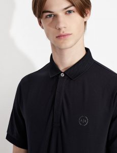 ARMANI EXCHANGE-Polo slim fit Blue navy in piquet stretch