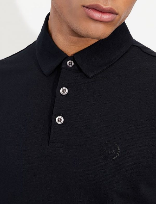 ARMANI EXCHANGE-Polo in piquet di cotone stretch Blue Navy