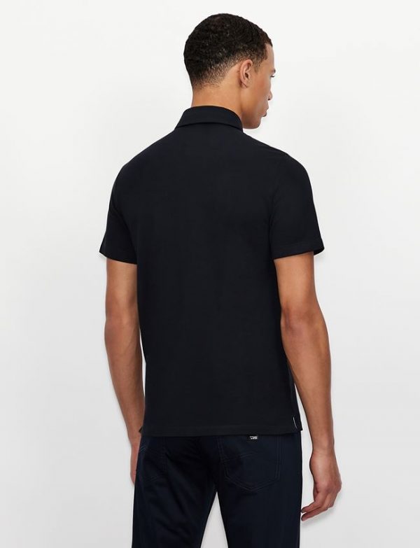ARMANI EXCHANGE-Polo in piquet di cotone stretch Blue Navy