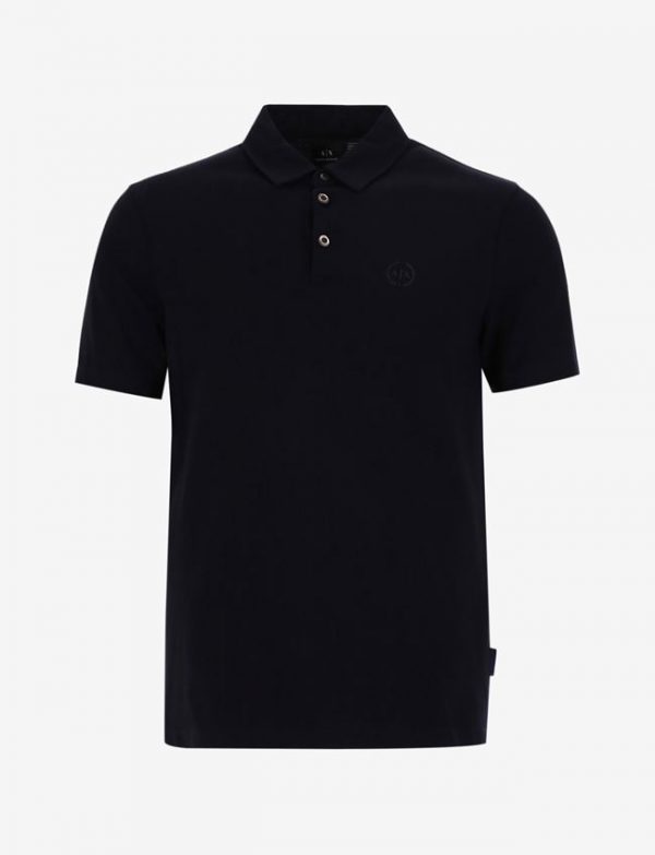 ARMANI EXCHANGE-Polo in piquet di cotone stretch Blue Navy