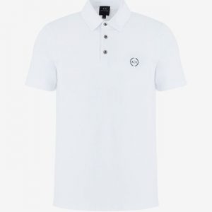 ARMANI EXCHANGE-Polo in piquet di cotone stretch Bianca