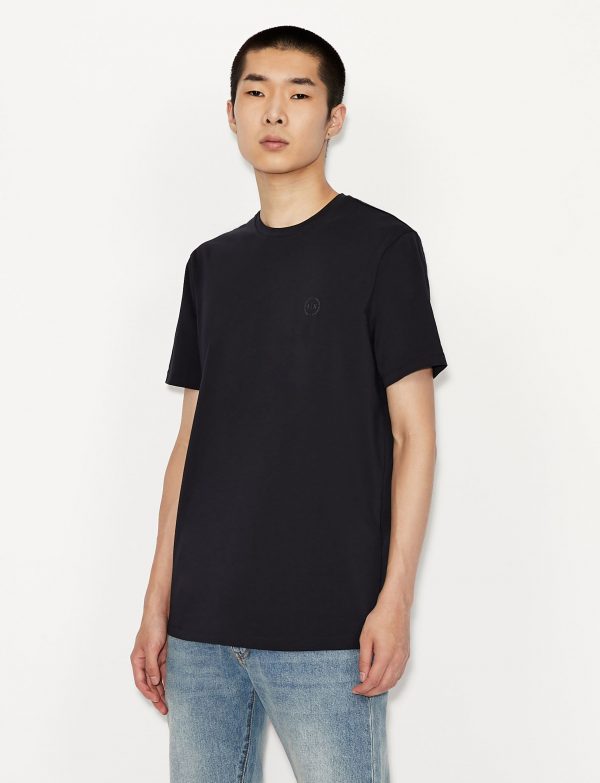 ARMANI EXCHANGE-T-shirt Blue Navy slim fit in cotone stretch