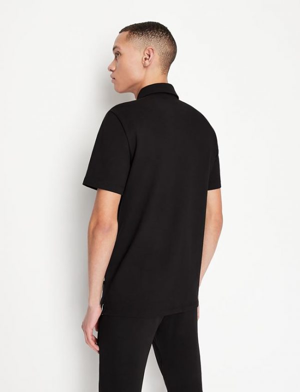ARMANI EXCHANGE-Polo in piquet di cotone stretch Nera