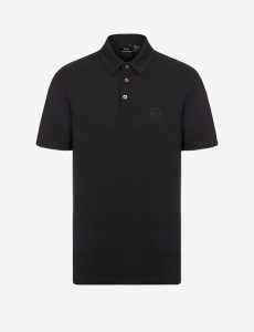 ARMANI EXCHANGE-Polo in piquet di cotone stretch Nera